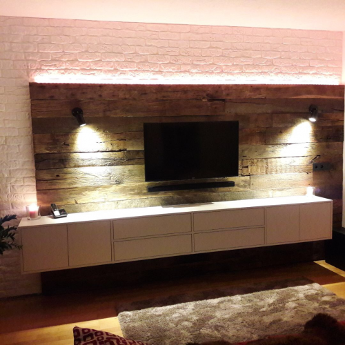 Altholz Eiche TV Wand