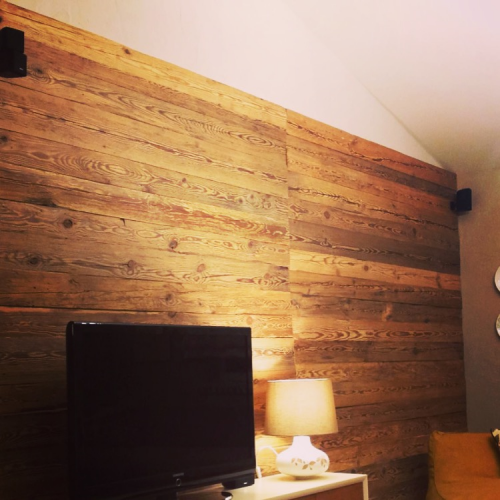 TV Wand Holzverkleidung Altholz (5)